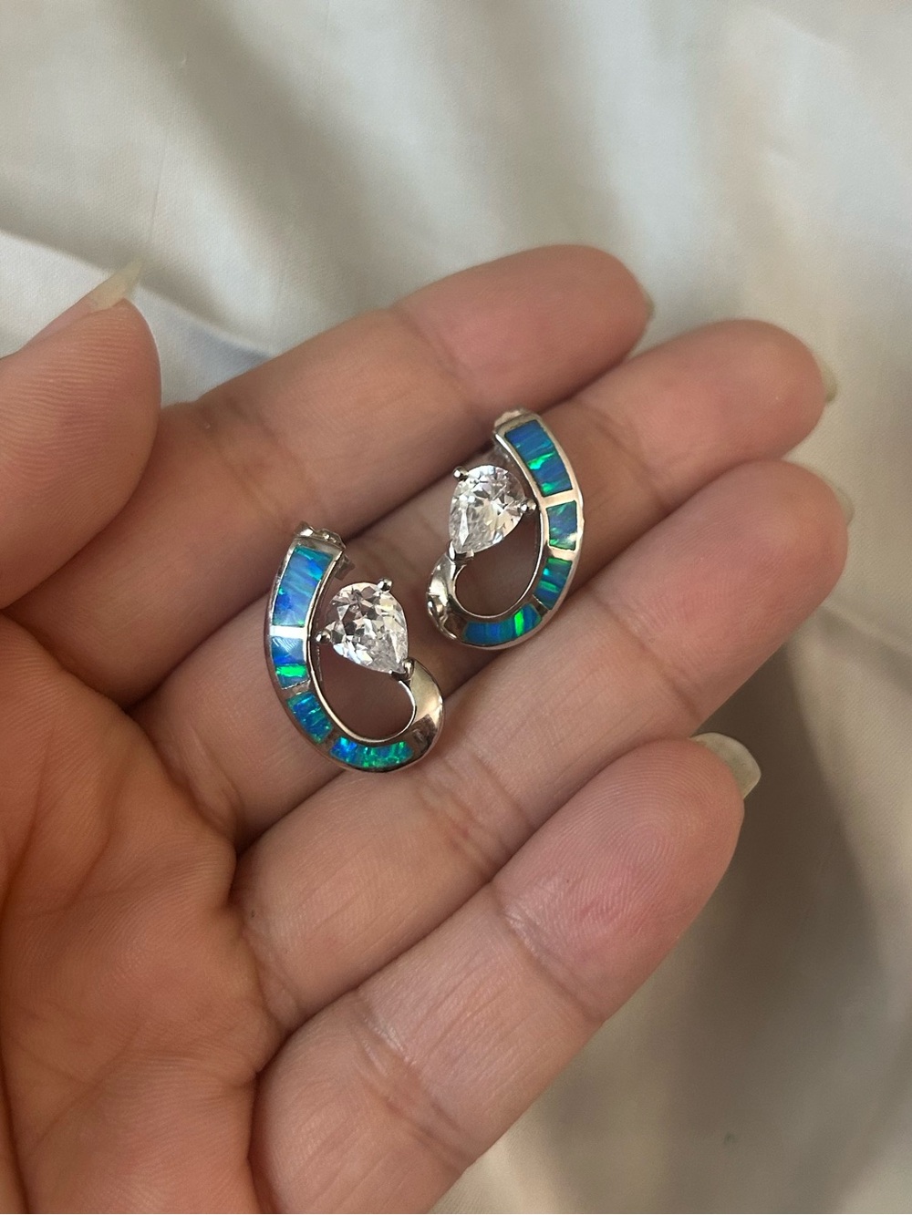 VTG Sterling silver and opal earrings
